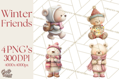 Festive Animals Clipart, Watercolor Critters Digital PNG Product Image 1