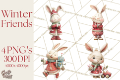 Festive Animals Clipart, Watercolor Critters Digital PNG Product Image 1