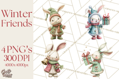 Festive Animals Clipart, Watercolor Critters Digital PNG Product Image 1