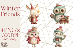 Festive Animals Clipart, Watercolor Critters Digital PNG Product Image 1