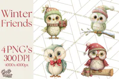 Festive Animals Clipart, Watercolor Critters Digital PNG Product Image 1