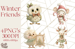 Festive Animals Clipart, Watercolor Critters Digital PNG Product Image 1