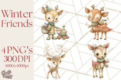 Festive Animals Clipart, Watercolor Critters Digital PNG Product Image 1