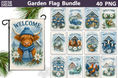 Winter Farm Garden Flag Bundle | Animals Christmas Product Image 1