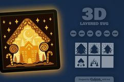Winter Ginger Bread Mansion Layered Papercut Product Image 3