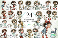 Winter Girl with Snowman Sublimation Product Image 1