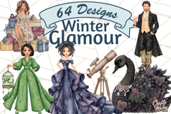 Celestial Christmas Clip Art PNG, Jewel Tone Winter Graphics Product Image 1