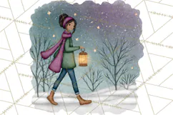 Celestial Christmas Clip Art PNG, Jewel Tone Winter Graphics Product Image 5
