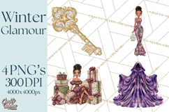 Celestial Christmas Clip Art PNG, Jewel Tone Winter Graphics Product Image 1