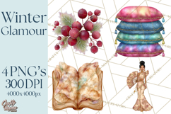 Celestial Christmas Clip Art PNG, Jewel Tone Winter Graphics Product Image 1