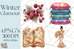 Celestial Christmas Clip Art PNG, Jewel Tone Winter Graphics Product Image 1
