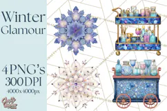 Celestial Christmas Clip Art PNG, Jewel Tone Winter Graphics Product Image 1