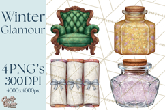 Celestial Christmas Clip Art PNG, Jewel Tone Winter Graphics Product Image 1