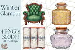 Celestial Christmas Clip Art PNG, Jewel Tone Winter Graphics Product Image 1