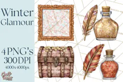 Celestial Christmas Clip Art PNG, Jewel Tone Winter Graphics Product Image 1