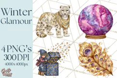 Celestial Christmas Clip Art PNG, Jewel Tone Winter Graphics Product Image 1