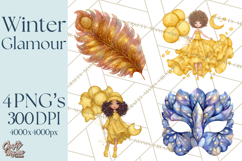 Celestial Christmas Clip Art PNG, Jewel Tone Winter Graphics Product Image 1