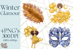 Celestial Christmas Clip Art PNG, Jewel Tone Winter Graphics Product Image 1