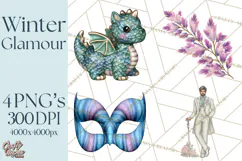 Celestial Christmas Clip Art PNG, Jewel Tone Winter Graphics Product Image 1