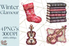 Celestial Christmas Clip Art PNG, Jewel Tone Winter Graphics Product Image 1