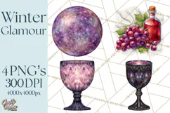 Celestial Christmas Clip Art PNG, Jewel Tone Winter Graphics Product Image 1