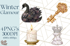 Celestial Christmas Clip Art PNG, Jewel Tone Winter Graphics Product Image 1