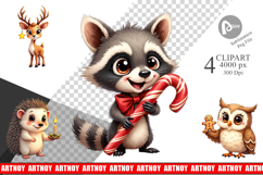 Winter Glow Whimsical Animals Clipart Product Image 1