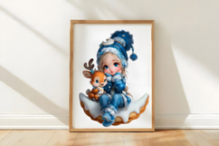 Winter Gnome Girl And Reindeer Clipart Product Image 3