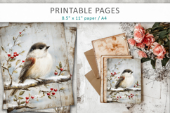 winter bird junk journal, printable pages Product Image 6