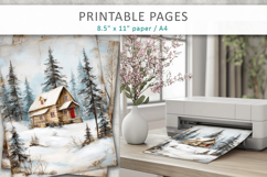 winter junk journal, forest cabin pages Product Image 3