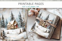 winter junk journal, forest cabin pages Product Image 4