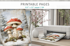 winter junk journal, mushroom grunge pages Product Image 4