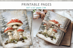 winter junk journal, mushroom grunge pages Product Image 6