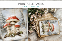 winter junk journal, mushroom grunge pages Product Image 7