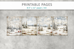 winter junk journal, snowy landscape art Product Image 2