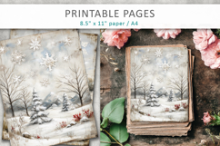 winter junk journal, snowy landscape art Product Image 3