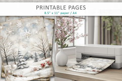 winter junk journal, snowy landscape art Product Image 4