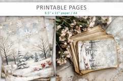 winter junk journal, snowy landscape art Product Image 5