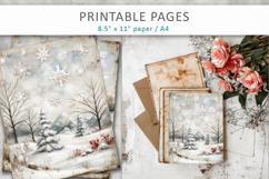 winter junk journal, snowy landscape art Product Image 6