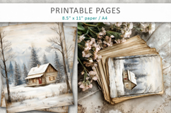 winter junk journal, textured winter pages Product Image 5