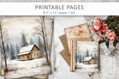 winter junk journal, textured winter pages Product Image 6