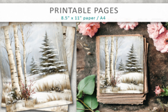 winter junk journal, woodland winter paper Product Image 3