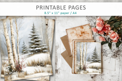 winter junk journal, woodland winter paper Product Image 6