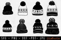 Winter Hat Svg, Beanie Svg, Knitted Beanie Clipart, Pom Pom Product Image 1