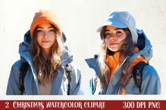 Winter Hiking Clipart Sublimation, Christmas PNG Product Image 1