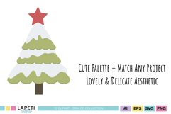 Coordinated holiday elements bundle in flat color style