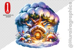 Winter House Clipart - PNG File Product Image 1