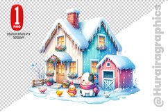 Winter House Clipart - PNG File Product Image 1
