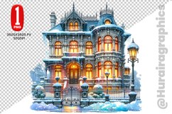 Winter House Clipart - PNG File Product Image 1