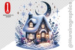 Winter House Clipart - PNG File Product Image 1